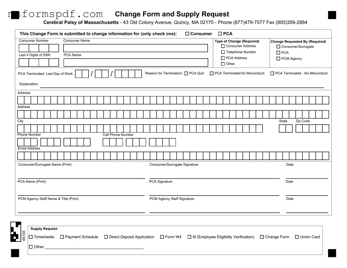 Free Cerebral Palsy Massachusetts Pca Template in PDF