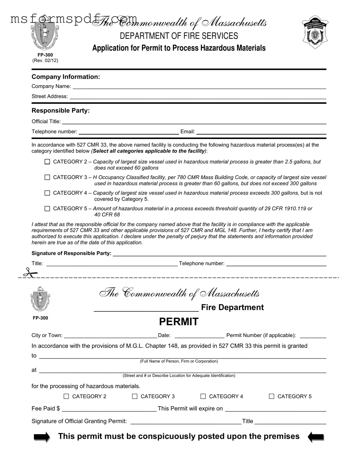 Free Fp 300 Massachusetts Template in PDF