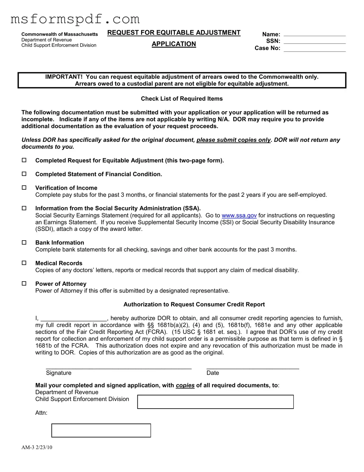 Free Massachusetts Am 3 Template in PDF