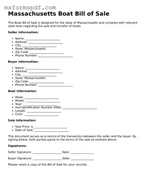 Blank Massachusetts Boat Bill of Sale Document