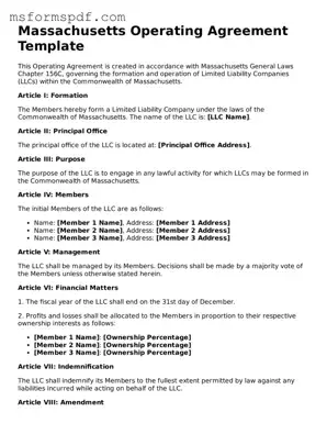 Blank Massachusetts Operating Agreement Document