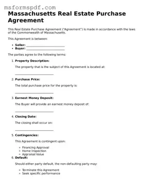 Blank Massachusetts Real Estate Purchase Agreement Document