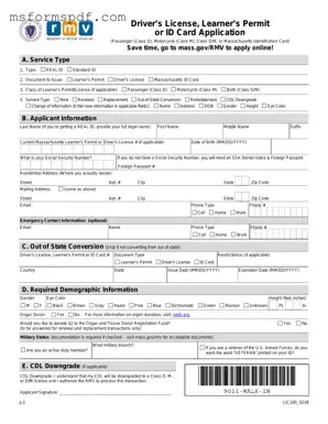 Free Massachusetts Id Application Template in PDF